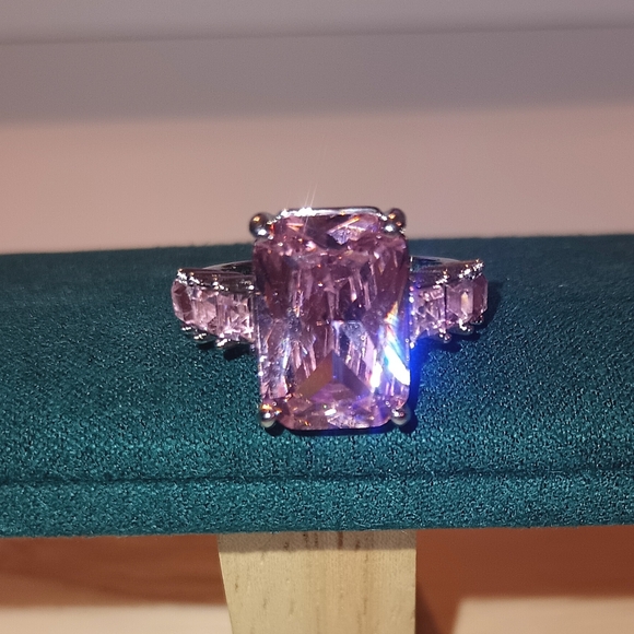 💕925 Sterling Silver Pink Ice Moissanite Ring - Picture 6 of 17